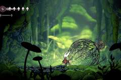 Hornet walks through a forest in key art for Hollow Knight Silksong